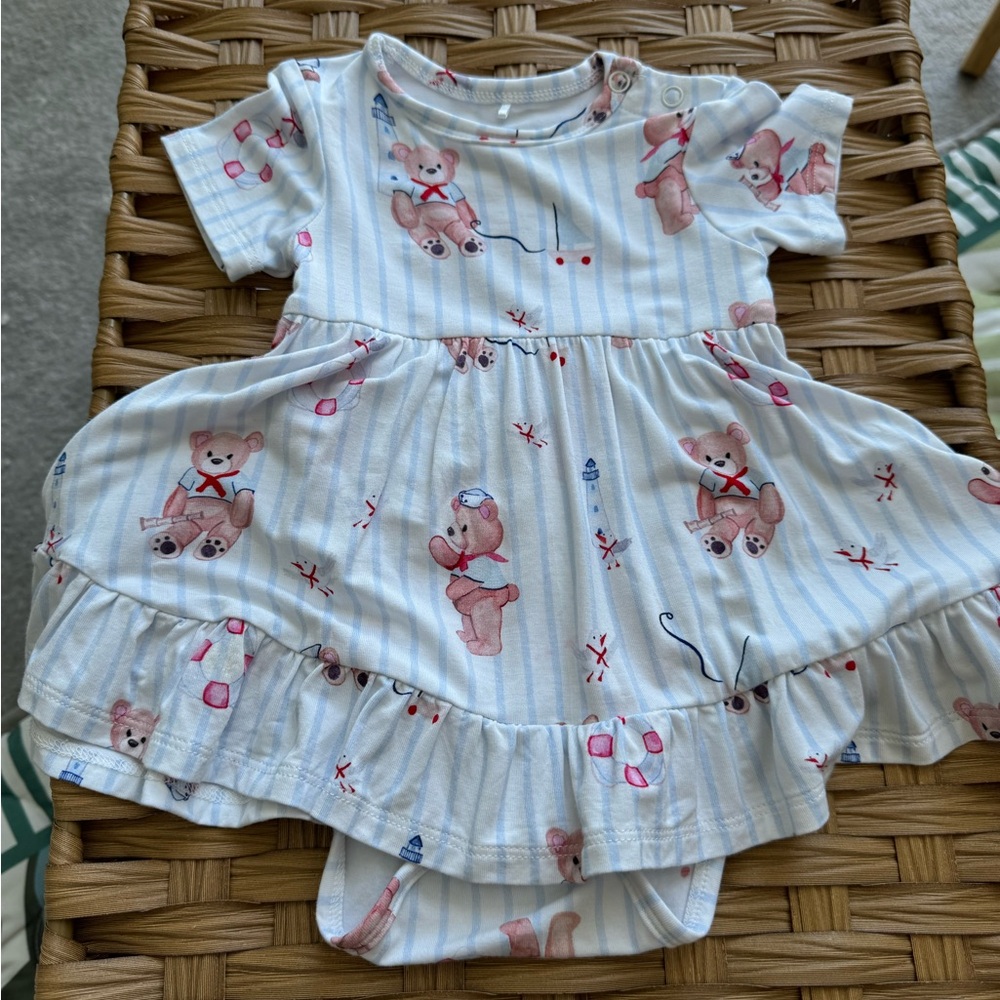 Posh Peanut Adorable Teddy Bear Baby Dress